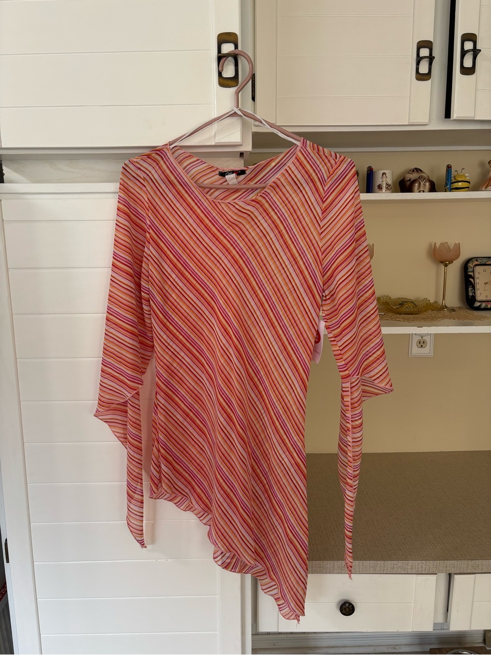 Y2K Sheer Asymmetrical Tunic Top